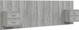 vidaXL Cabecero De Cama Y Mesitas Madera Contrachapada Gris Sonoma Vidaxl