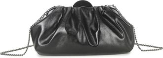 Generic Faux Leather Metallic Clutch Purse with Chain Strap, Pleated Design, Gold-Tone Hardware, Evening Bag (Black)