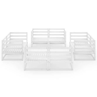 Berkfield Home Sturdy 8 Piece Garden Lounge Set White Solid Pinewood