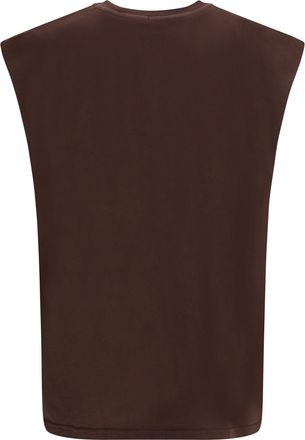 GCDS Mens History Sleeveless T-Shirt Cotton With All-Over Print Coffee-Brown T-Shirts Coffee/brown And Polos