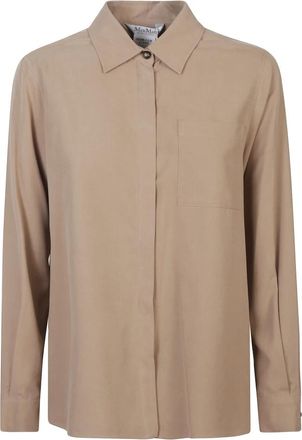 Max Mara Silk Canvas Shirt - Dames - Overhemden - Bruin - 2XS - Overhemden