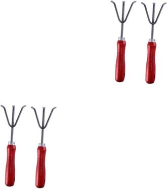 OEM Juego De 4 Rastrillos De Jard&iacute;n De Tres Puntas, Rastrillos Peque&ntilde;os De Jard&iacute;n, Herramientas Para Desherbar, Herramientas De Jardiner&iacute;a, Pinzas De Jard