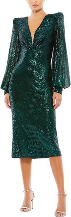 Mac Duggal Sequined Structure Bishop Sleeve Column Gown
