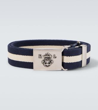 Ralph Lauren Purple Label Striped leather-trimmed belt