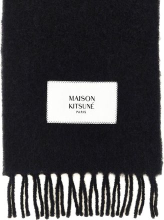Maison Kitsun&eacute; Logo-Patch Scarf - Black