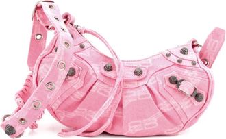 Balenciaga Le Cagole Giant Studs Shoulder Bag BB Denim XS hobo bag - Roze