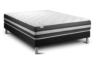 VITALIT Vitalit - Base Tapizada Negro + Colch&oacute;n Con Muelles Y Viscoel&aacute;stica 160 X 200