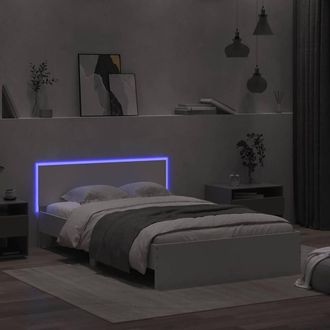 Berkfield Home Durable Bed Frame with Headboard & LED White 140x190 cm