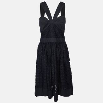 Moschino Boutique Moschino Black Lace Gathered Neck Dress