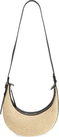 Khaite Small Augustina Crocheted Raffia Hobo Bag in 367 Black /Natural at Nordstrom