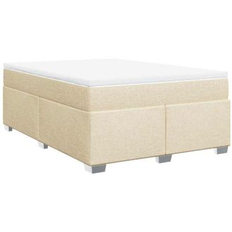 vidaXL Cama Box Spring Con Colch&oacute;n Tela Color Crema 140x190 Cm Vidaxl