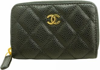 Chanel Black Grained Calfskin Coin Purse/Coin Case (Pre-Owned)