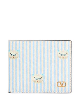 Valentino Garavani Vlogo Signature Le Chat De La Maison printed leather wallet - men - CALFSKIN - One Size - Blue