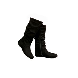 Generic Flat Boots for Women Uk,Slouch Boots,Wide Calf Knee High Boot,Suede Slouchy Slip on Zip Up Flat Bottom Medium Boot Wide Calf Long Booties Winter Shoes