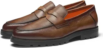 Santoni Mens Rock Lugsole Penny Loafer In Brown