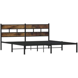 vidaXL Estructura De Cama Sin Colch&oacute;n Metal Roble Ahumado 193x203 Cm Vidaxl