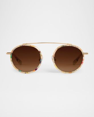 Krewe Conti Acetate & Stainless Steel Round Sunglasses