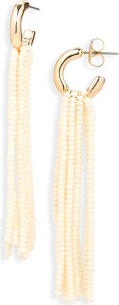 Leith Beaded Fringe Drop Earrings in Ivory- Gold at Nordstrom Rack