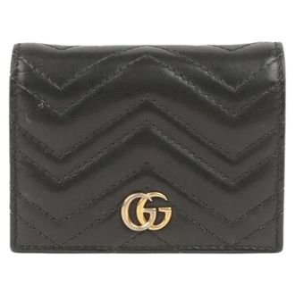 Gucci Pre-owned Wallets, female, Black, Size: ONE SIZE Pre-owned Black Matelass&eacute; GG Marmont Card Case Wallet