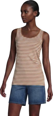Lands End Cotton Tank Top in Rich Ginger/ivory Stripe at Nordstrom, Size X-Small