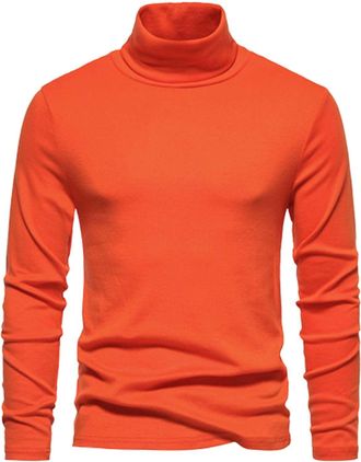 Generic Mens High Roll Neck Turtleneck Sweater - Slim Fit Casual Jumper for UK - Long Sleeve T Shirts - Work Jumpers for Men - Solid Color Basic - Winter Mens