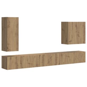 vidaXL Conjunto De Mueble Para Tv De Pared 6 Pcs Roble Artesanal Vidaxl