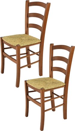 Tommychairs Tommychairs 2 Sillas Venice En Haya Nuez Claro Y Asiento En Paja