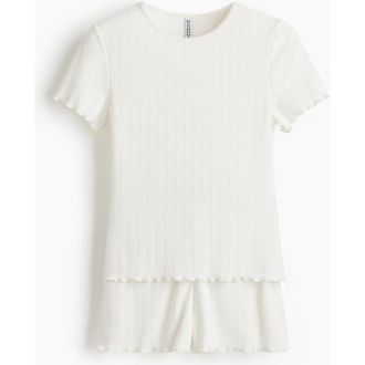 H&M Pointelle Pyjamas in White at Nordstrom, Size Xx-Large