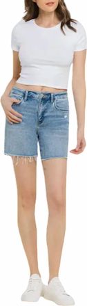 Flying Monkey High Rise Midi Shorts In Blue