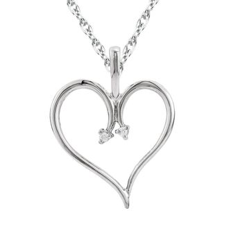 Pompeii3 Heart Diamond Pendant & Chain 10 Karat White Gold 1Tall