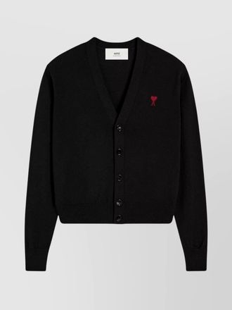 Ami wool v-neck ribbed cardigan