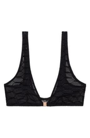 Savage x Fenty Flocked Logo Bralette in Black Caviar at Nordstrom Rack, Size Small