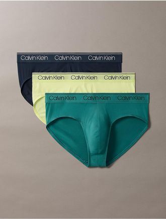 Calvin Klein Mens Micro Stretch 3-Pack Hip Brief - Yellow - XL