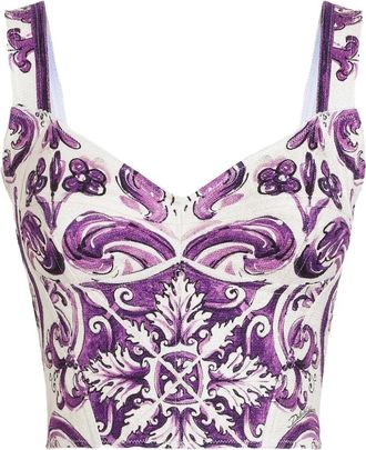 Dolce & Gabbana Majolica-print corset top - Purple