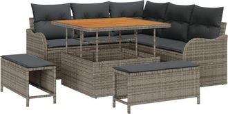 vidaXL Vidaxl - Garden Sofa Set Height-Adjustable 8 pcs Grey Poly Rattan