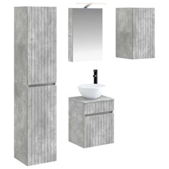 vidaXL Juego De Muebles De Ba&ntilde;o 5 Pcs Gris Hormig&oacute;n Vidaxl