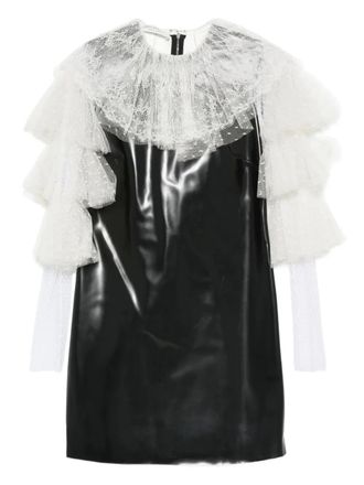 Philosophy di Lorenzo Serafini lace-trimmed ruffled mini party dress - women - Polyurethane/Polyester - 42 - Black