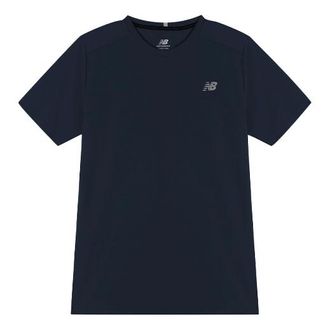 New Balance Mens New Balance Logo Alphabet Printing Sports Round Neck Navy Blue MT11205-ECL