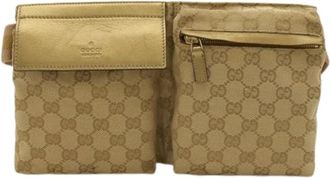 Gucci Pre-owned GG Canvas Fanny Pack - Dames - Vintage Heuptassen - Beige - ONE Size - Leer - Vintage