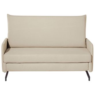 Beliani Sof&aacute; Cama Tapizado En Tela Beige 2 Plazas Sala De Estar Moderna Belfast