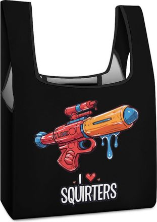 Generic I Love Squirters Shopping Bag Reusable Grocery Tote Bag Foldable Handbag for Travel Picnic