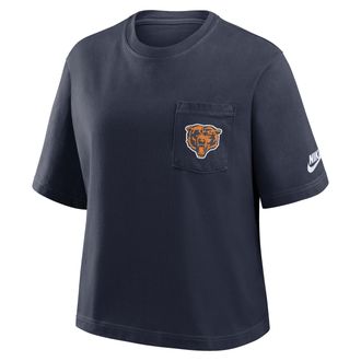 Nike Chicago Bears Rewind Pocket Boxy Nike Womens NFL T-Shirt in Blue | 11CM41L7QV-WZ9