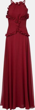 Elie Saab Abito lungo in georgette di seta con volant