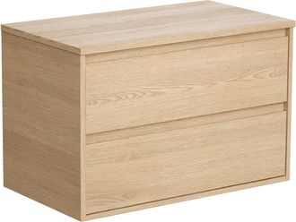 Vente-Unique Mueble de baño flotante bajo lavabo con encimera - Chapado en roble - 80 cm - MILIPAM