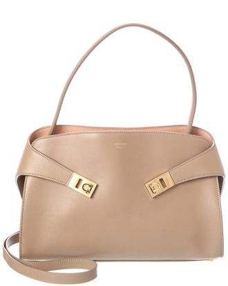 Ferragamo Hug Soft Bicolor Leather Shoulder Bag
