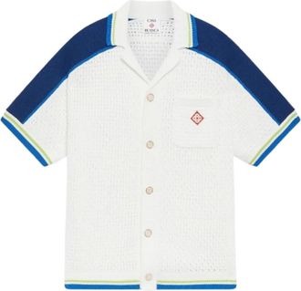 Casablanca Crochet Shirt - Heren - Korte mouwen Overhemden - Wit - S - Katoen - Overhemden