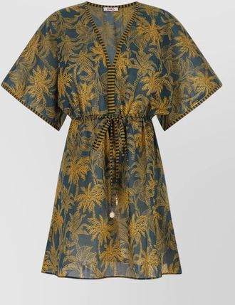 Eres peninsula tropical sheer v neck dress