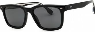 HUGO BOSS Polarized Grey Rectangular Mens Sunglasses BOSS 1352/U/S 0807/M9 55