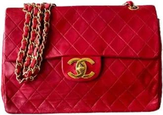 Chanel Pre-owned Cotton chanel-bags - Dames - Vintage Schoudertas - Rood - ONE Size - Katoen - Vintage