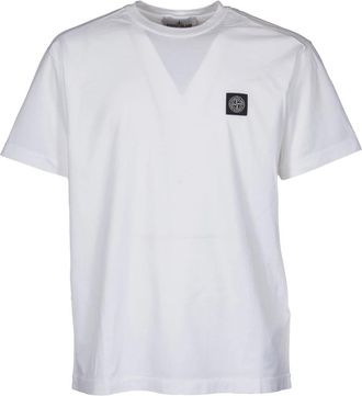 Stone Island Cotton Jersey T-shirt met Korte Mouwen - Heren - T-shirts - Wit - XL - Katoen - Tops